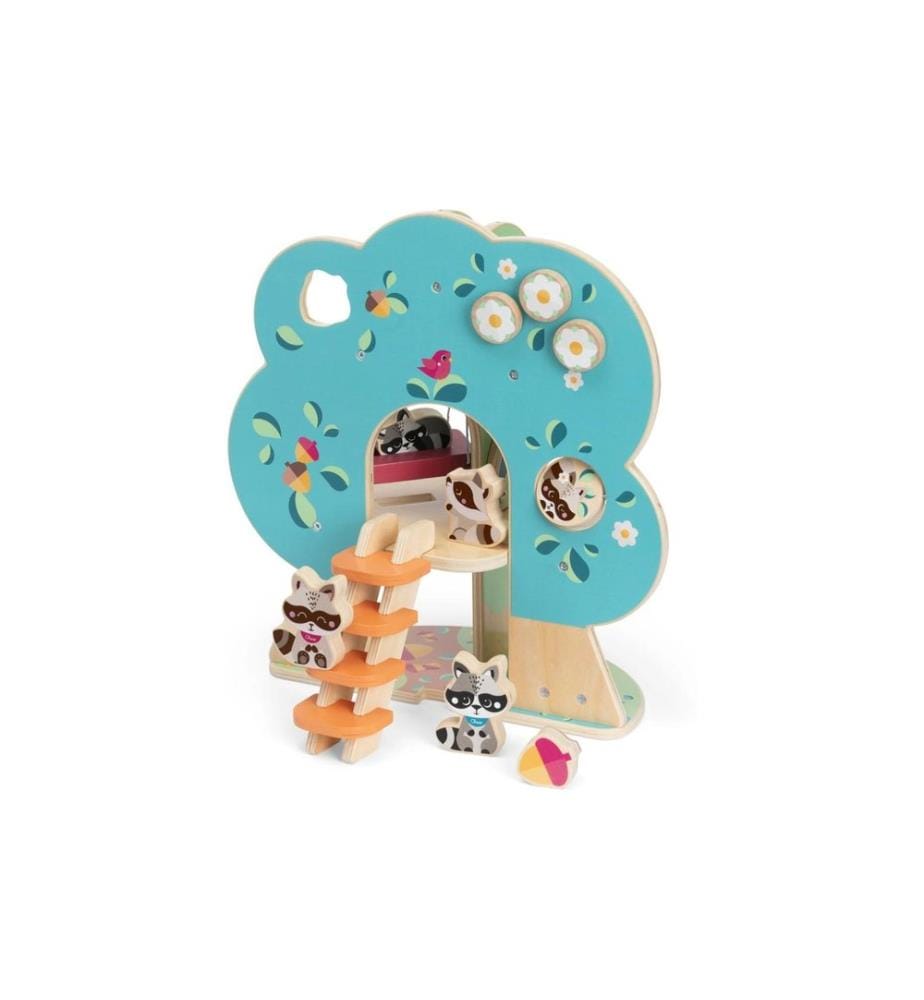CHICCO - Jeux d'emboîtement My Wood Friends L'arbre du raton laveur