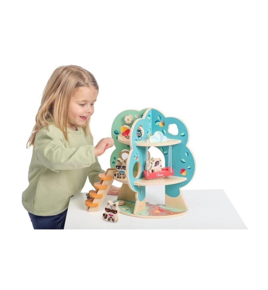 CHICCO - Jeux d'emboîtement My Wood Friends L'arbre du raton laveur
