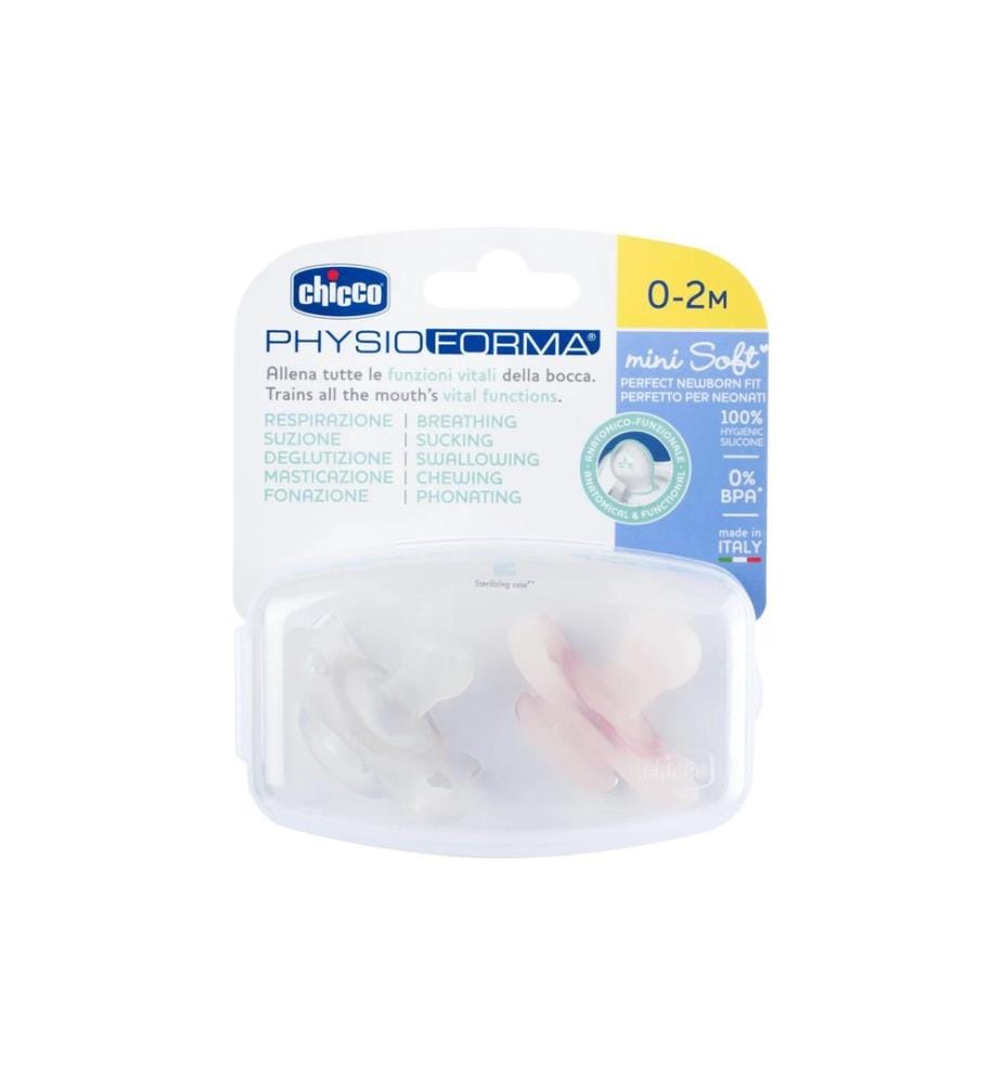 Chicco Nuggi Physioforma Mini Soft, 2er 0-2M, pink, Silikon