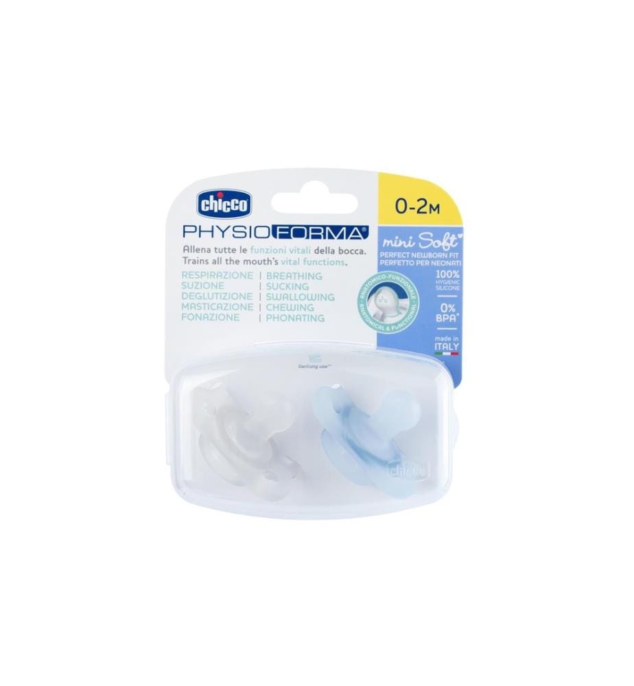 Chicco Nuggi Physioforma Mini Soft 2er 0-2M, blau, Silikon, 2er