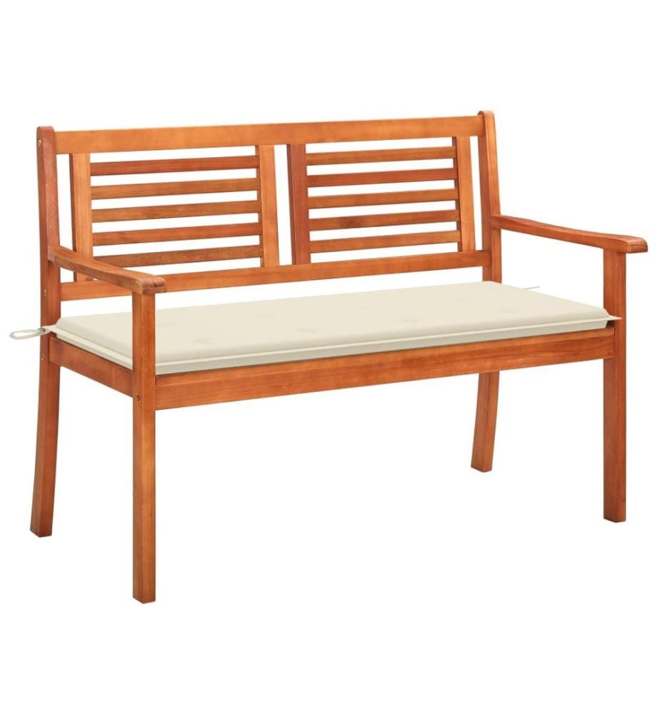 Garden bench 2 seats with cushion 120 cm Eucalyptus wood
