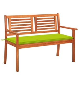 2-Sitzer-Gartenbank mit Auflage 120 cm Massivholz Eukalyptus