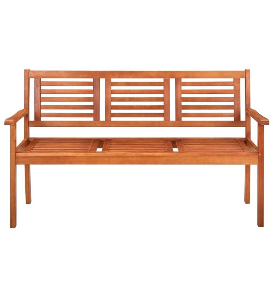 Garden bench 3 seats with cushion 150 cm Eucalyptus wood
