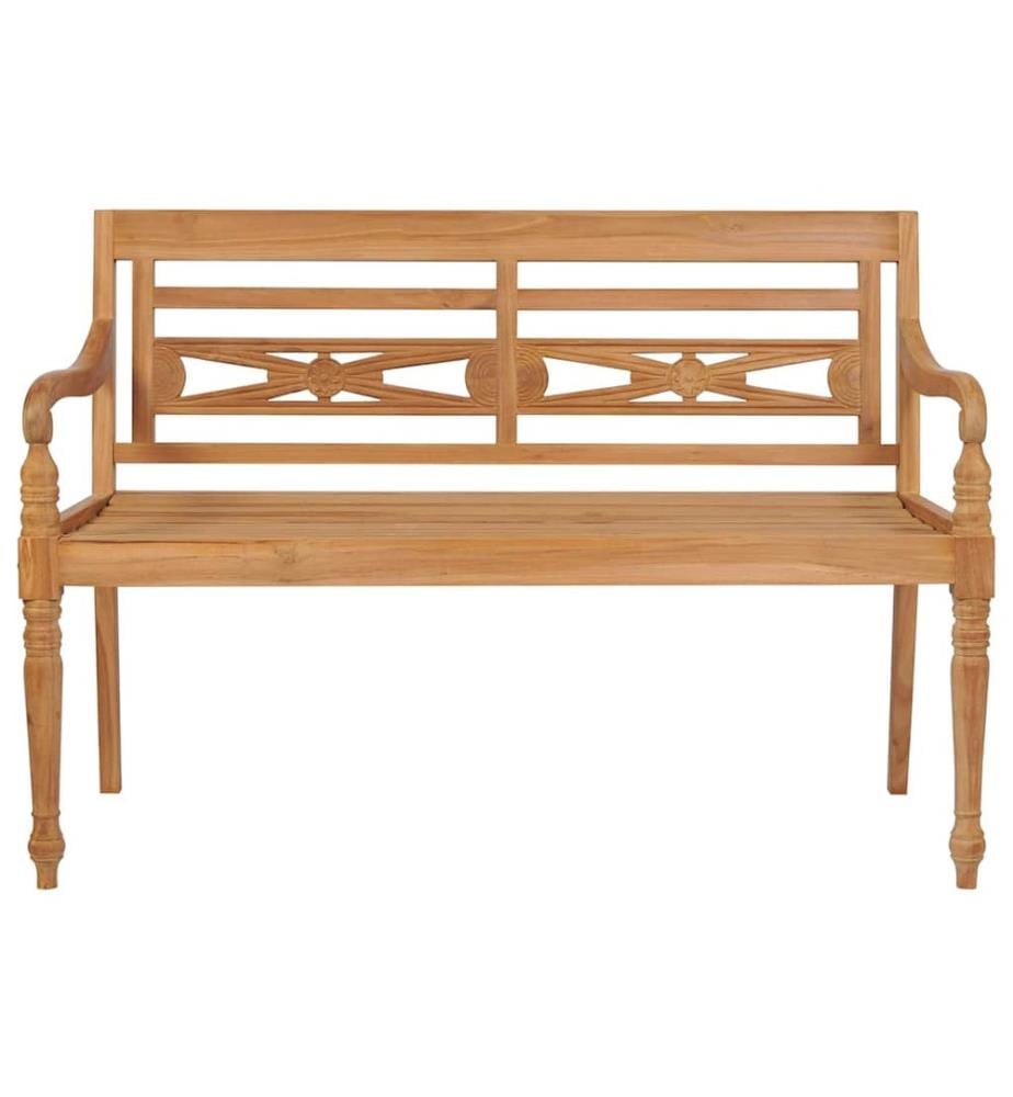 Batavia Bench with green cushion 120 cm Solid teak wood