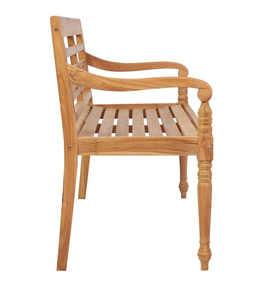 Batavia Bench with green cushion 120 cm Solid teak wood
