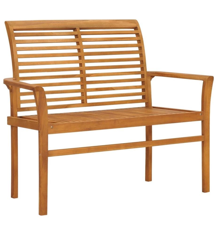 Gartenbank mit Cremeweisser Auflage 112 cm Massivholz Teak