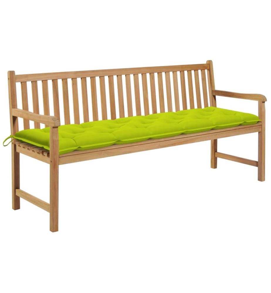 Gartenbank mit Hellgrüner Auflage 175 cm Massivholz Teak