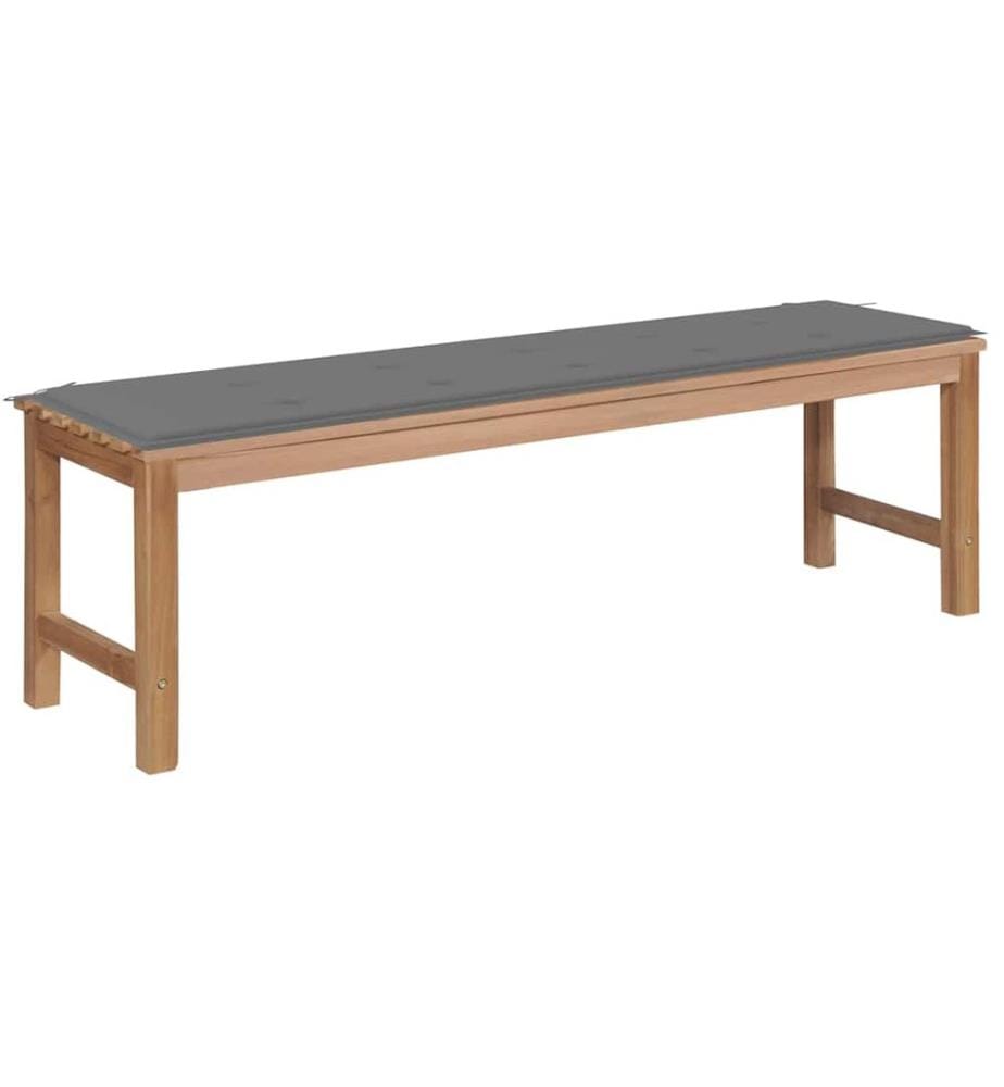 vidaXL Banc de jardin avec coussin gris 150 cm Bois de teck massif