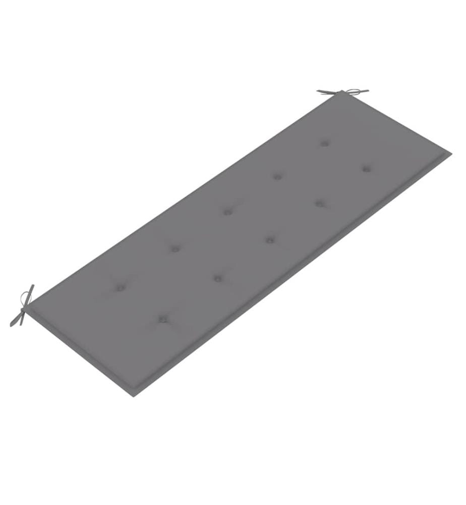vidaXL Banc de jardin avec coussin gris 150 cm Bois de teck massif