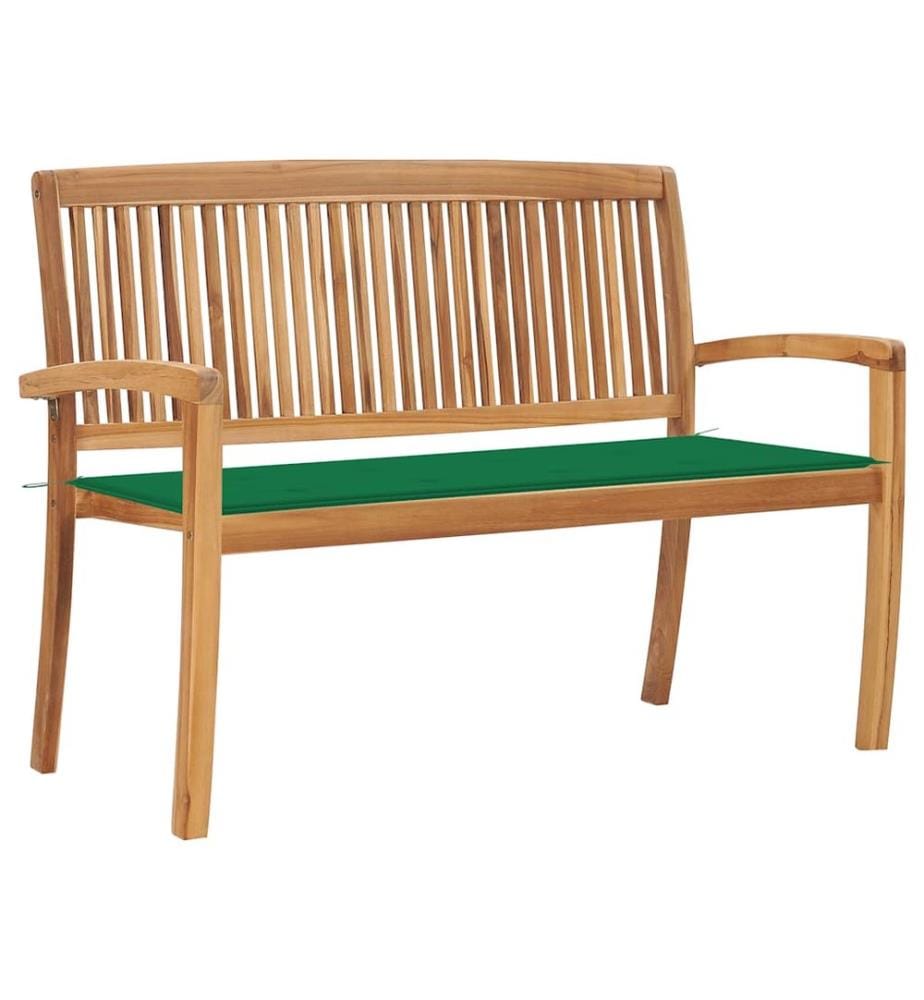 Stapelbare Gartenbank mit Auflage 128,5 cm Massivholz Teak