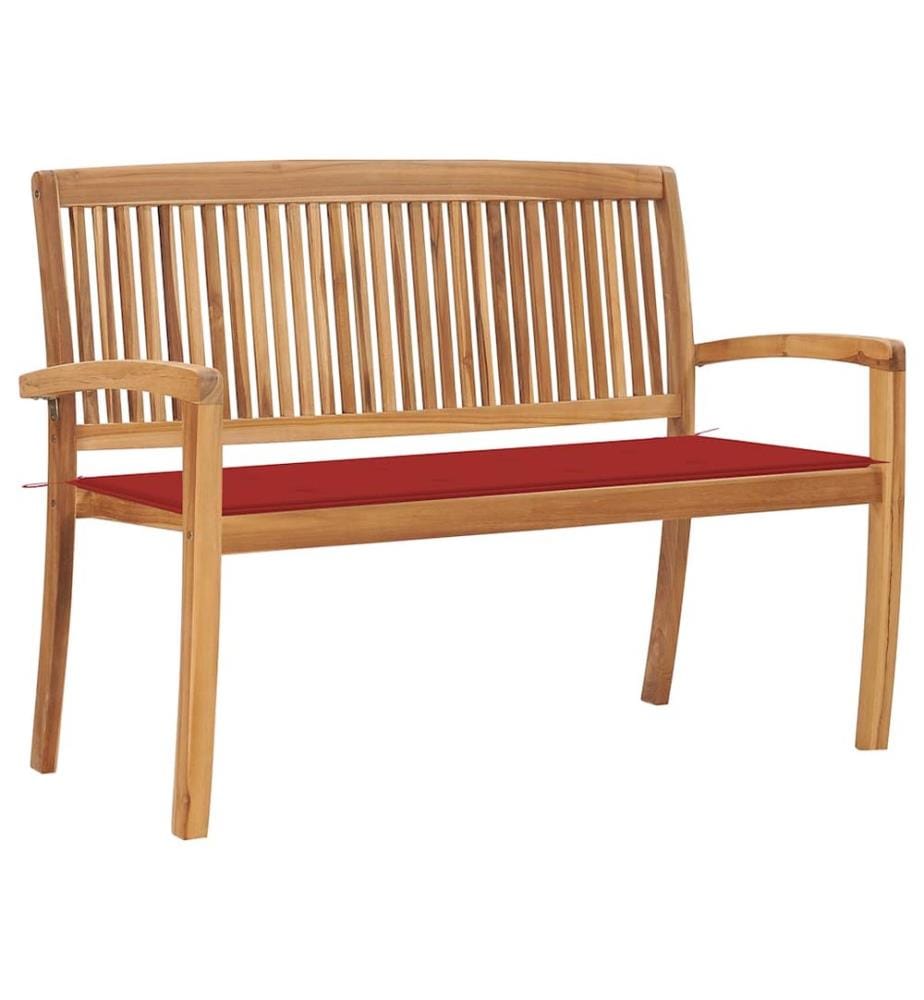 Stackable garden bench and cushion 128,5cm Solid teak wood