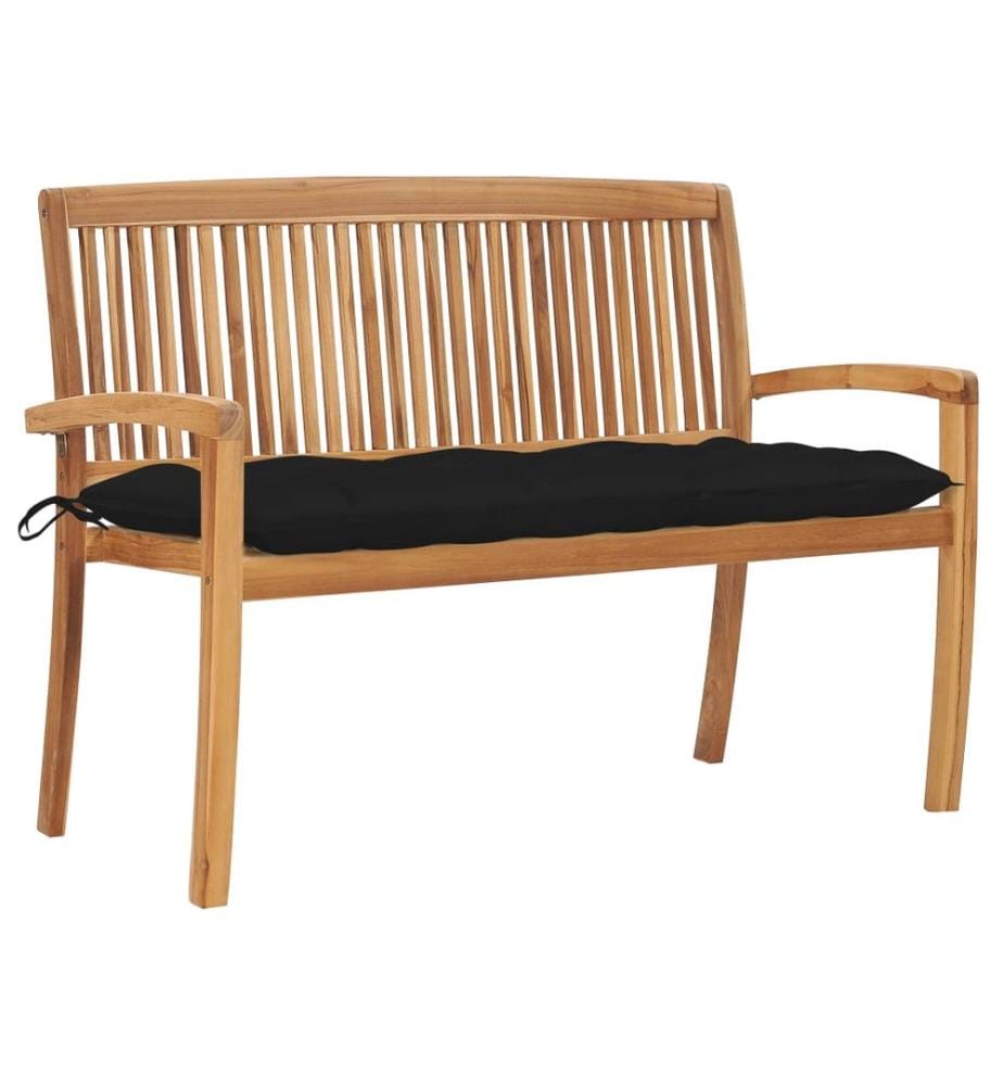 Stapelbare Gartenbank mit Auflage 128,5 cm Massivholz Teak