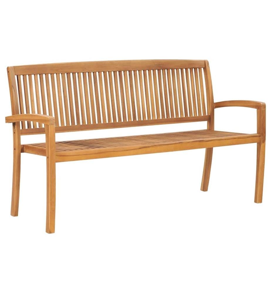 Stackable garden bench and cushion 159 cm Solid teak wood