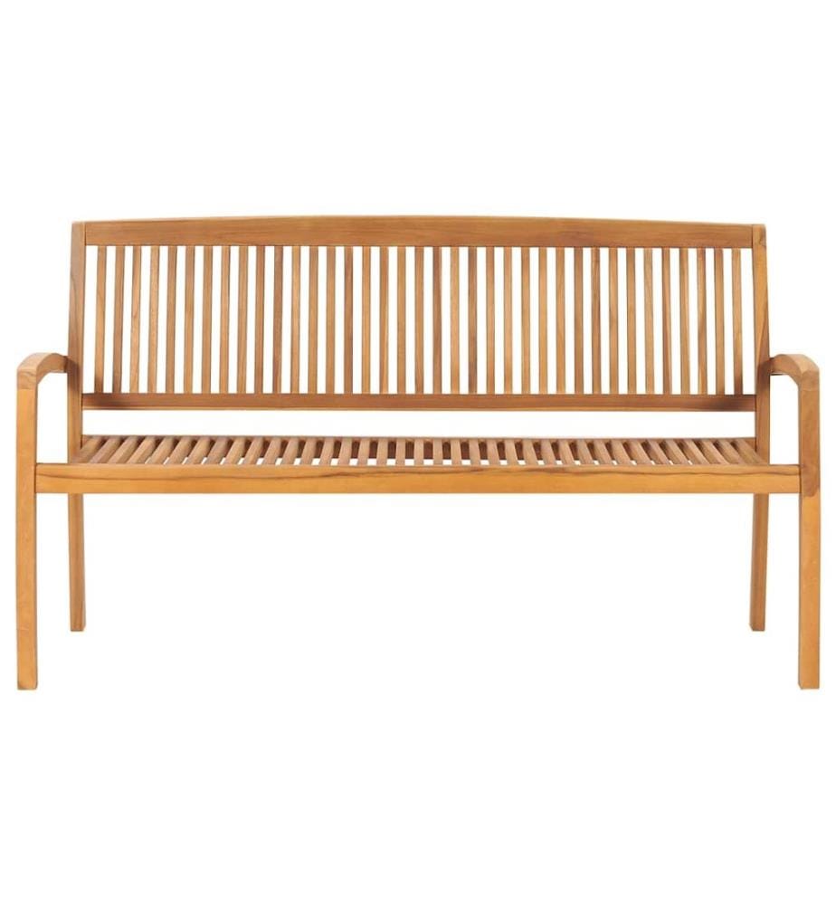 Stackable garden bench and cushion 159 cm Solid teak wood