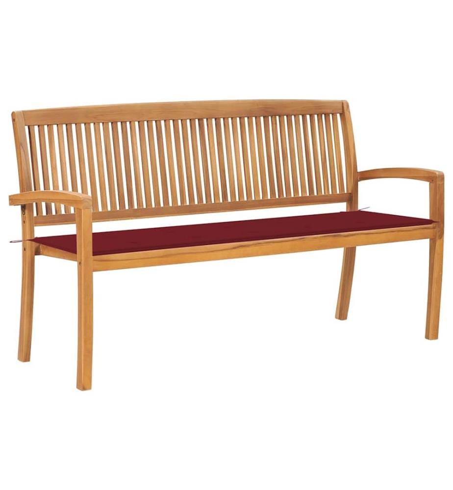 Stackable garden bench and cushion 159 cm Solid teak wood