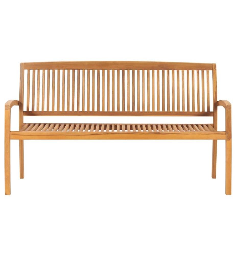 Stackable garden bench and cushion 159 cm Solid teak wood