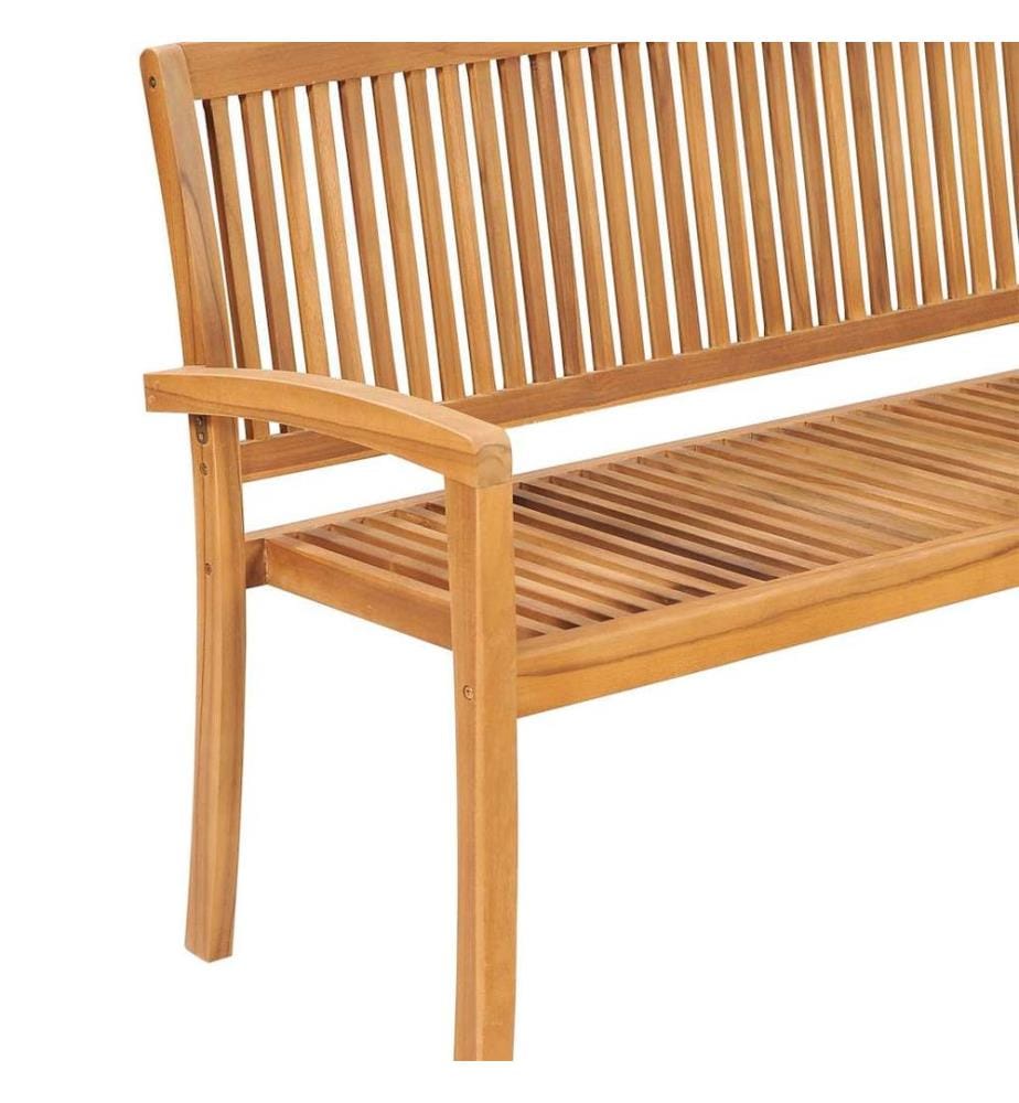 Stackable garden bench and cushion 159 cm Solid teak wood