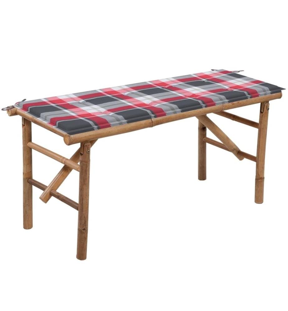 Klappbare Gartenbank mit Auflage 118 cm Bambus