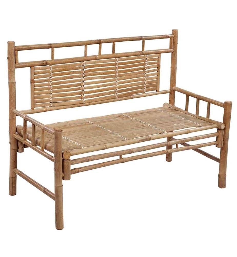 Gartenbank mit Auflage 120 cm Bambus