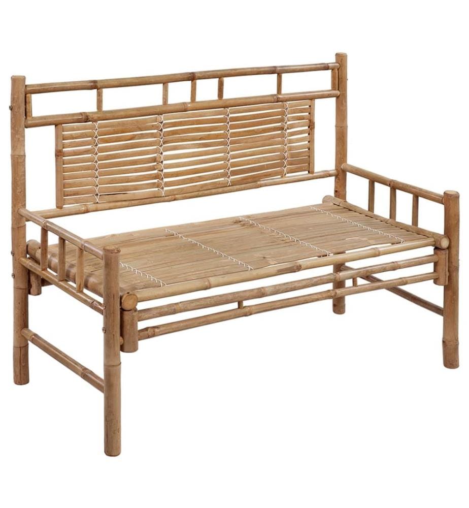 Gartenbank mit Auflage 120 cm Bambus