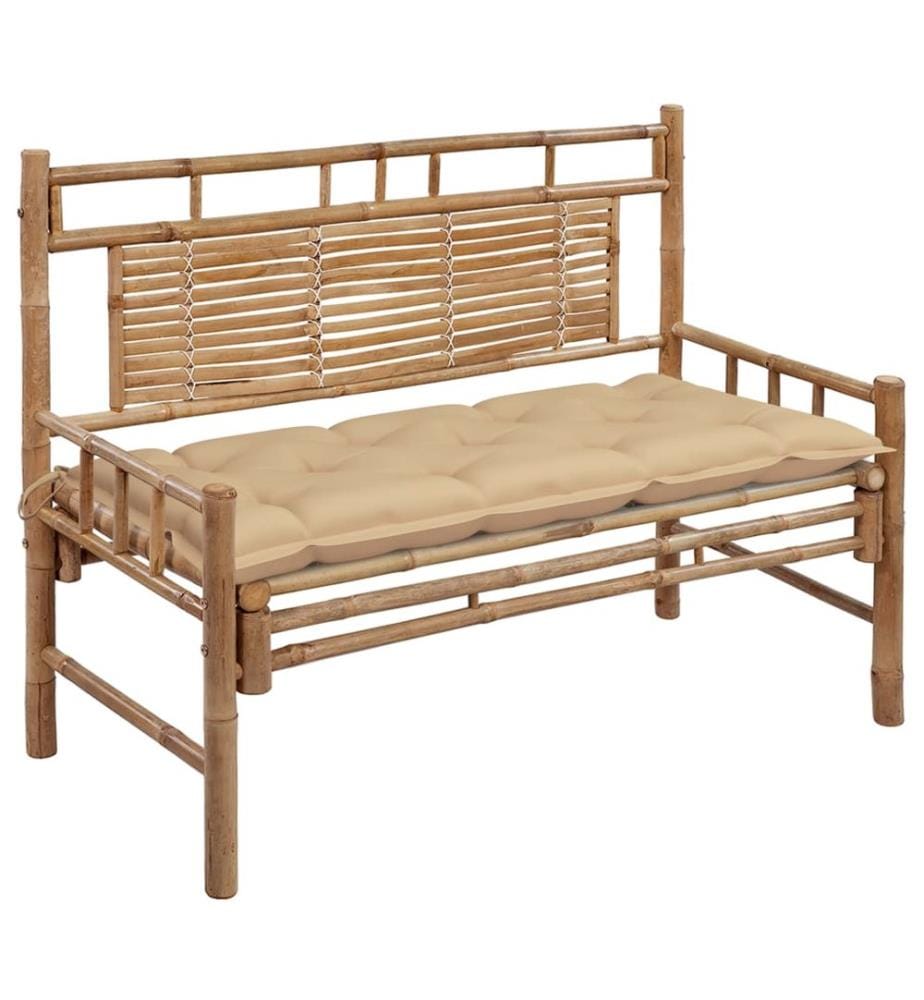 Garden bench with cushion 120 cm Bamboo