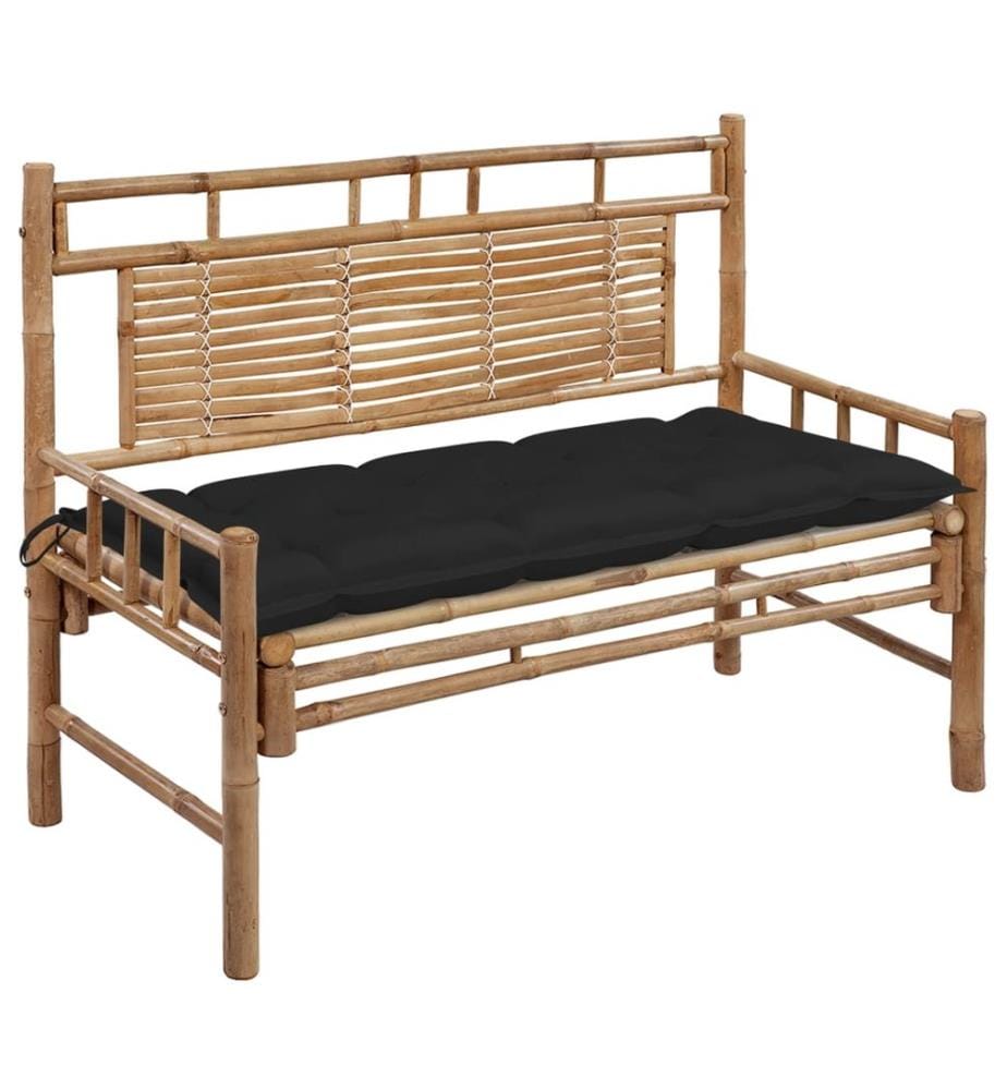 Gartenbank mit Auflage 120 cm Bambus