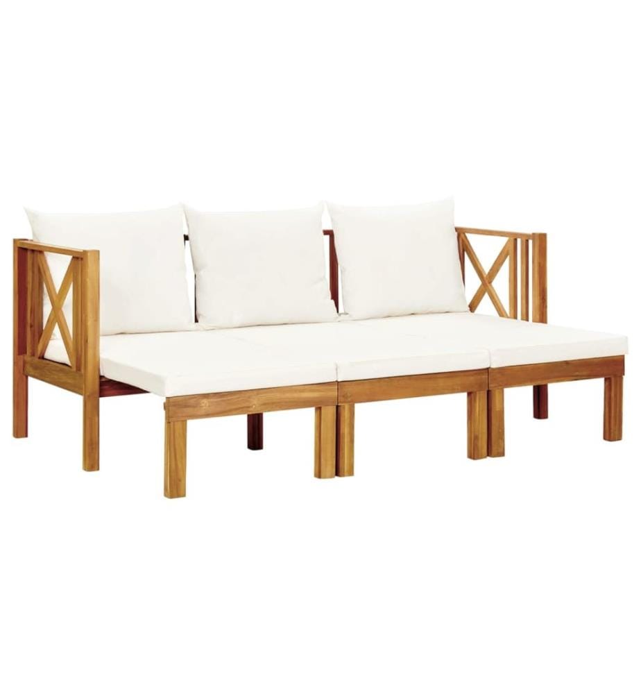 Garden bench 3 seats and cushions 179 cm Solid acacia wood