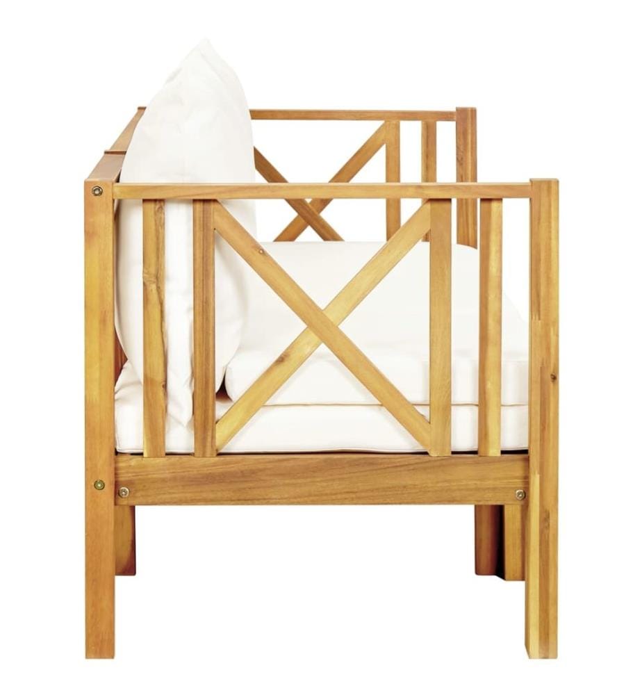 Garden bench 3 seats and cushions 179 cm Solid acacia wood