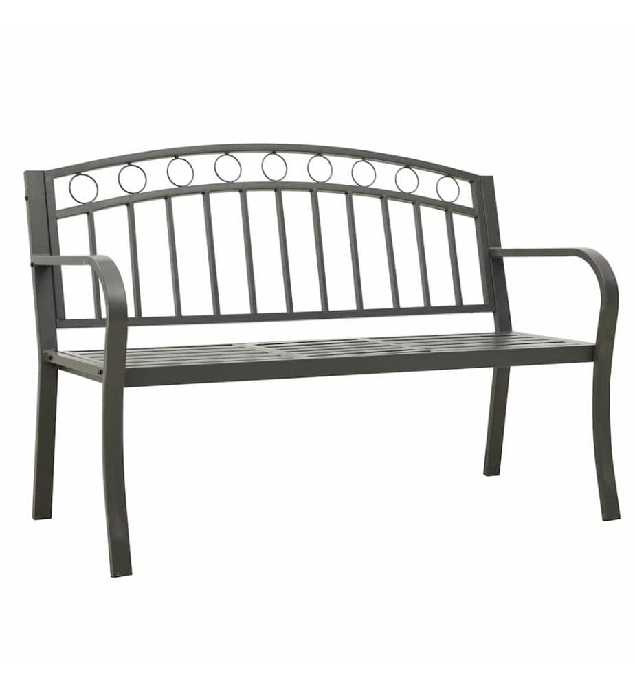 Garden Bench with Table 125 cm Grey Steel
