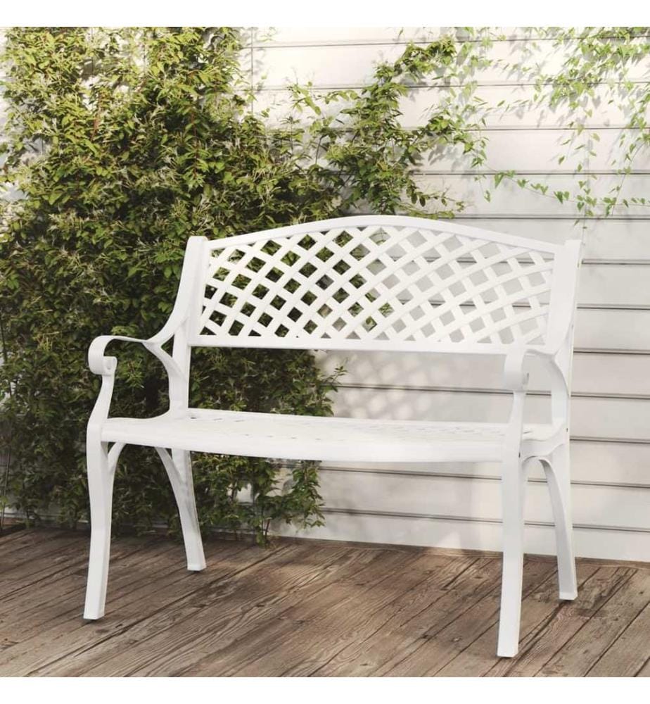 Gartenbank 102 cm Aluminiumguss Weiss