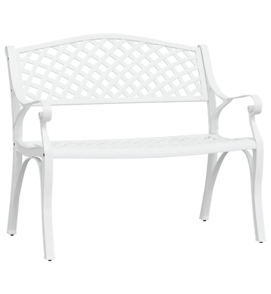 Gartenbank 102 cm Aluminiumguss Weiss