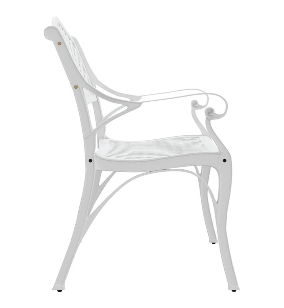 Gartenbank 102 cm Aluminiumguss Weiss