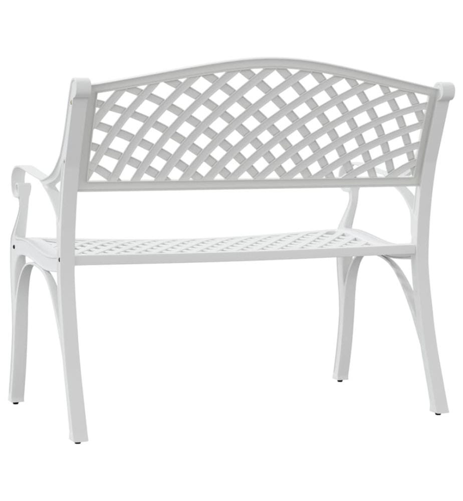 Gartenbank 102 cm Aluminiumguss Weiss