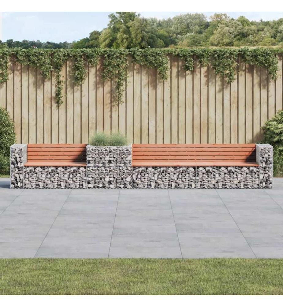 Garden Bench with gabion basket solid douglas wood