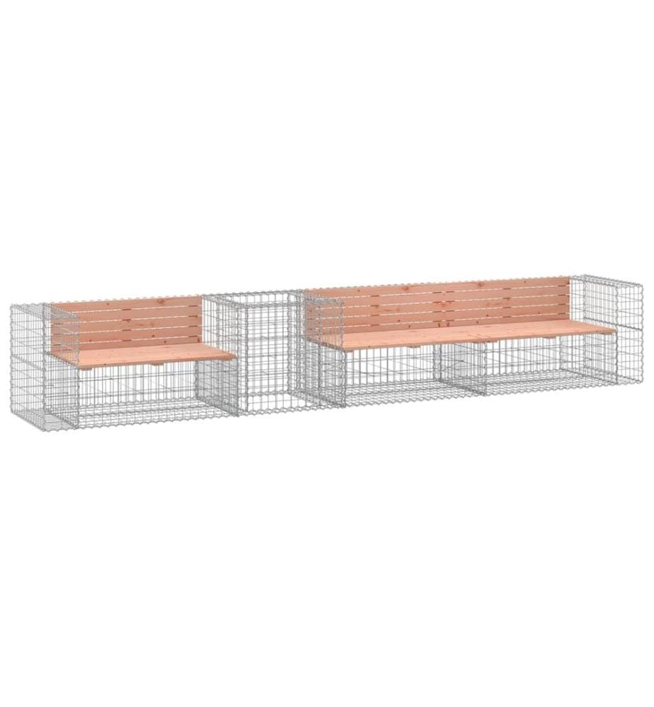Garden Bench with gabion basket solid douglas wood