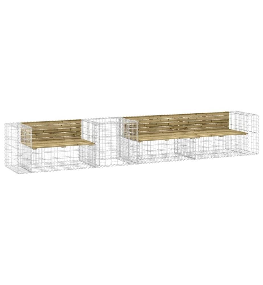 Banc de jardin avec panier en gabion bois de pin imprégné