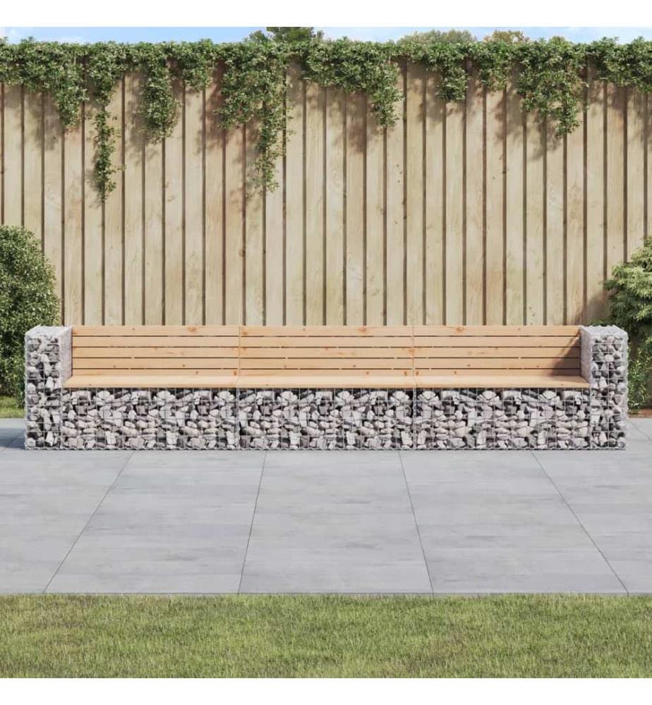 Garden Bench design gabion 347x71x65,5 cm solid pine wood