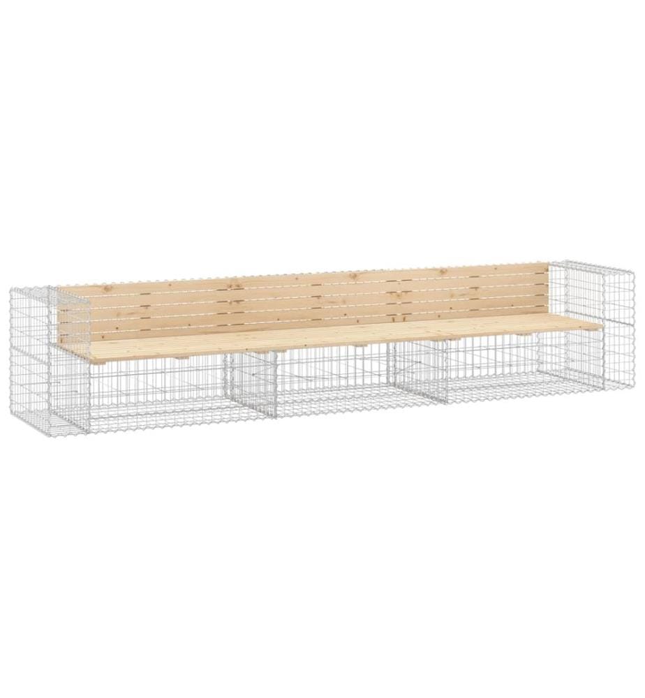 Garden Bench design gabion 347x71x65,5 cm solid pine wood