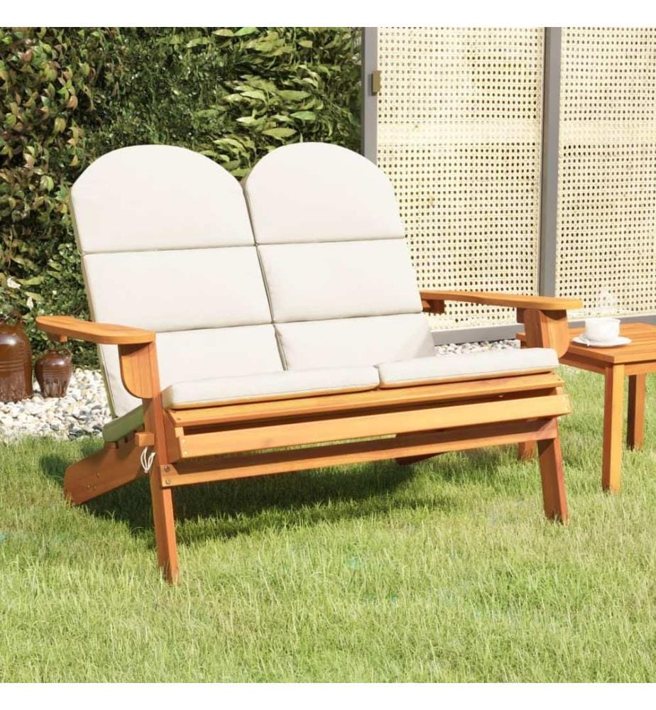 Adirondack Garden Bench and Cushions 126 cm Solid Acacia Wood