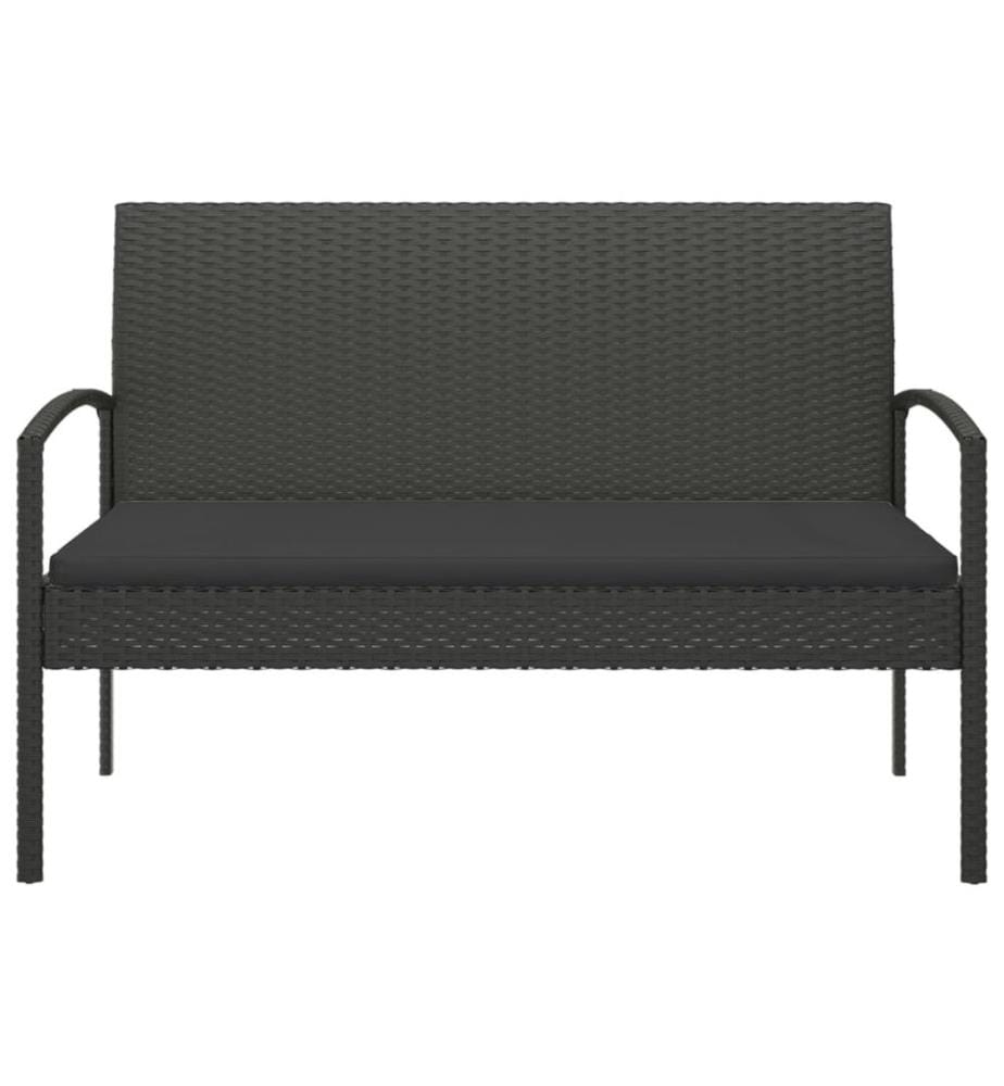 Gartenbank mit Kissen Schwarz 105 cm Poly Rattan