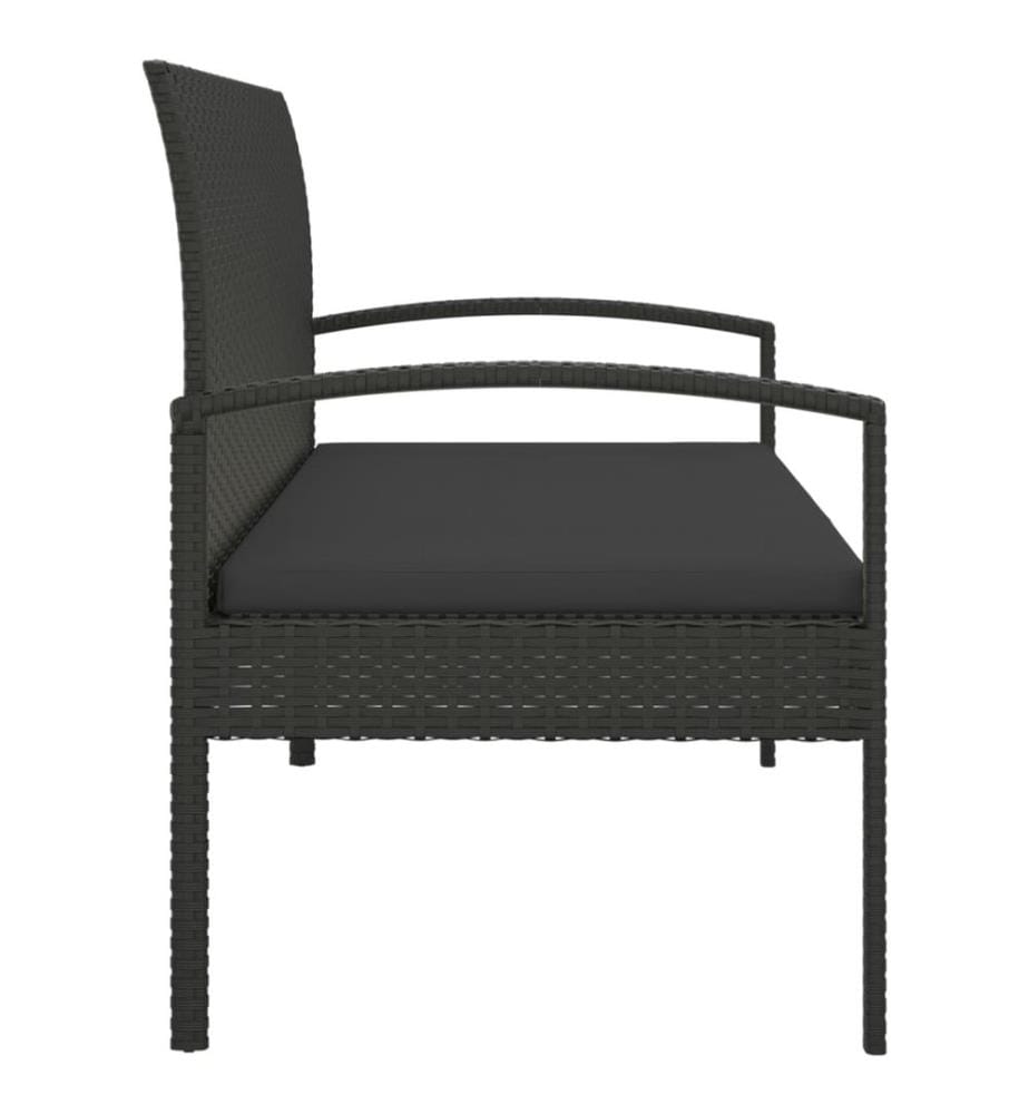 Gartenbank mit Kissen Schwarz 105 cm Poly Rattan