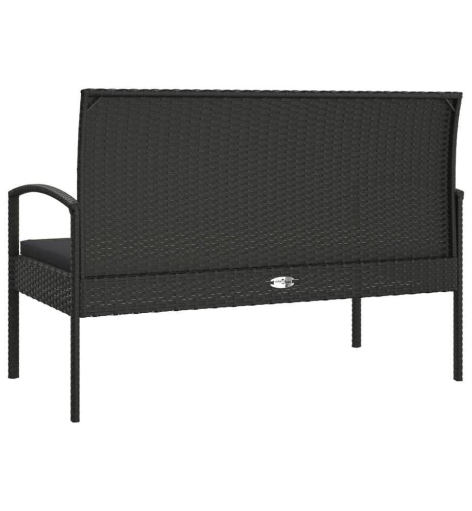 Gartenbank mit Kissen Schwarz 105 cm Poly Rattan