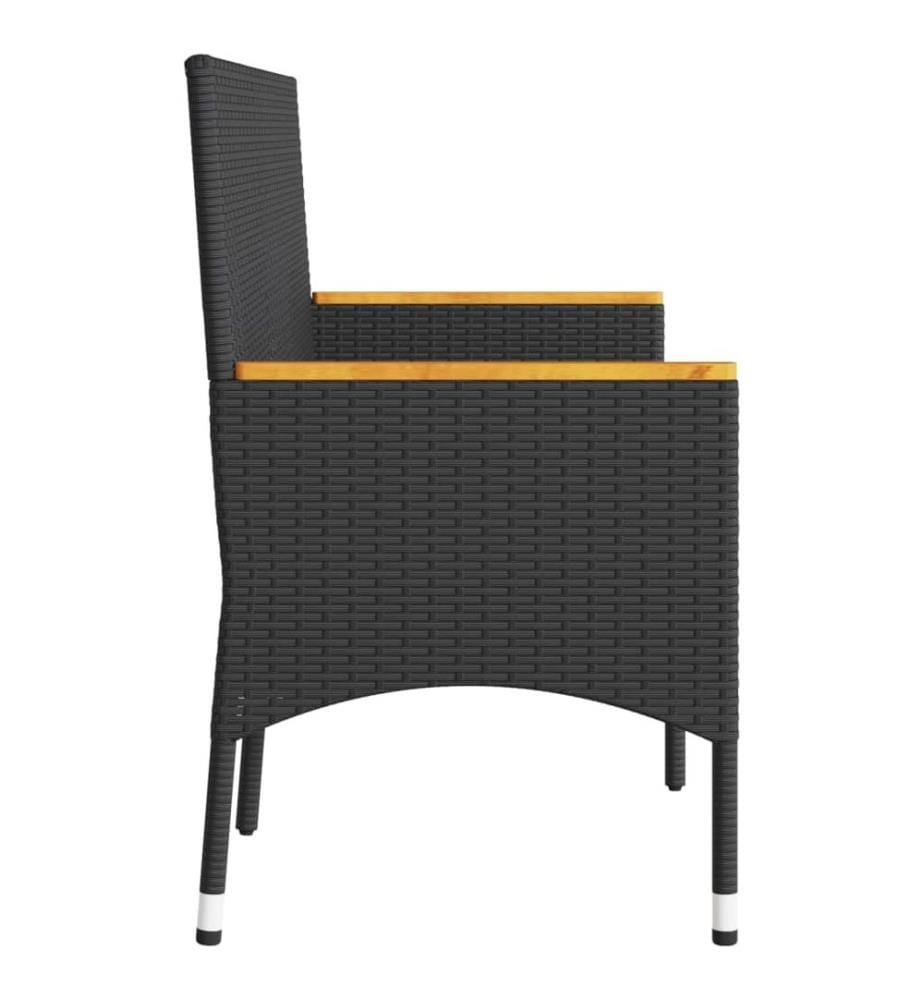 Gartenbank 3-Sitzer mit Kissen Schwarz Poly Rattan