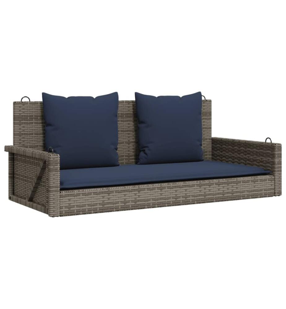 Schaukelbank mit Kissen Grau 119x56x48 cm Poly Rattan