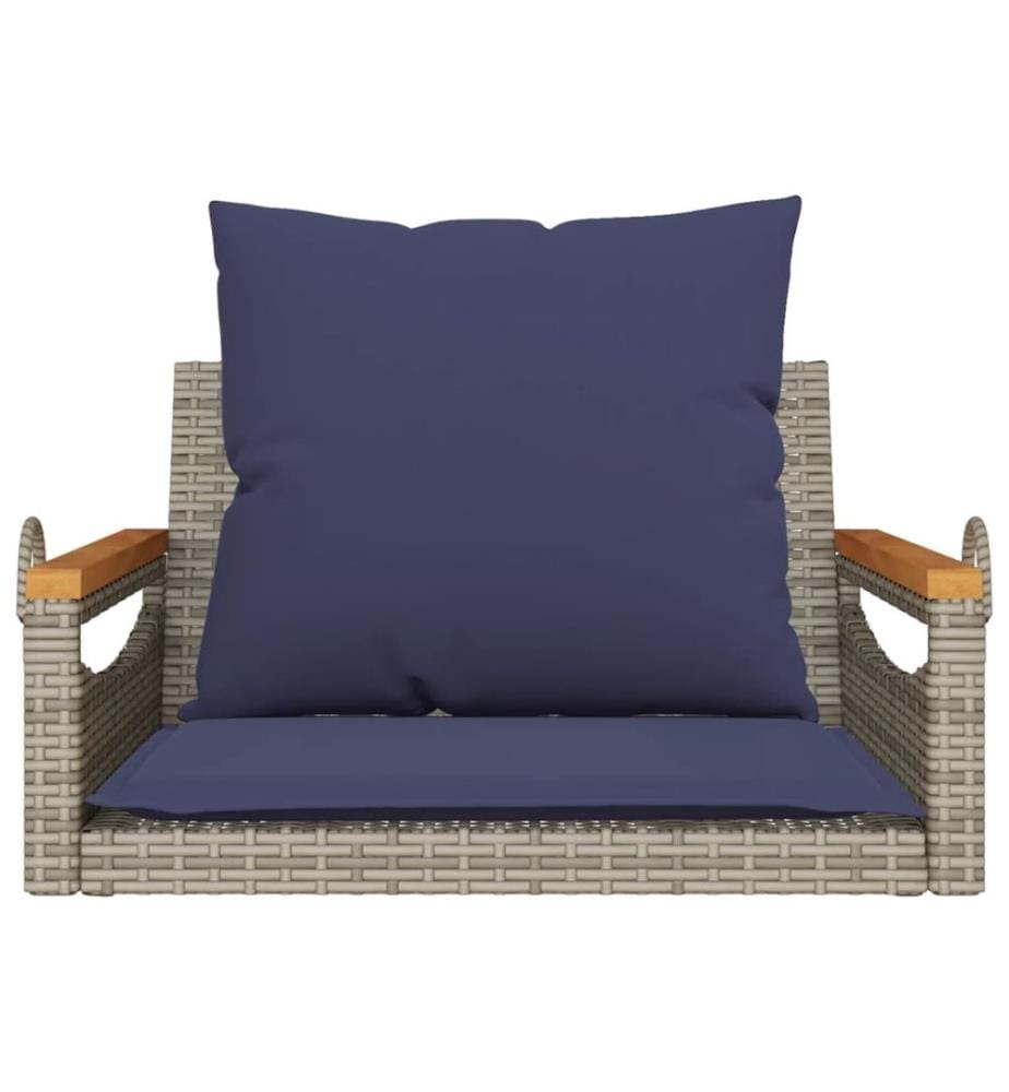 vidaXL Hängesessel mit Kissen Grau 63x62x40 cm Poly Rattan