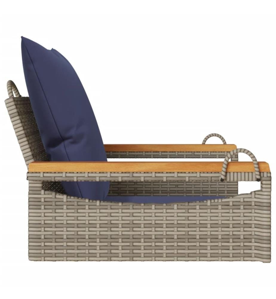 vidaXL Hängesessel mit Kissen Grau 63x62x40 cm Poly Rattan