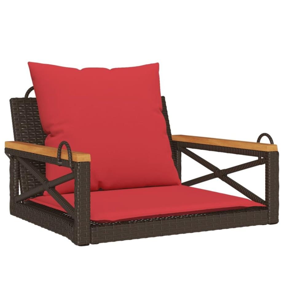 vidaXL Balancelle avec coussins marron 63x62x40 cm résine tressée