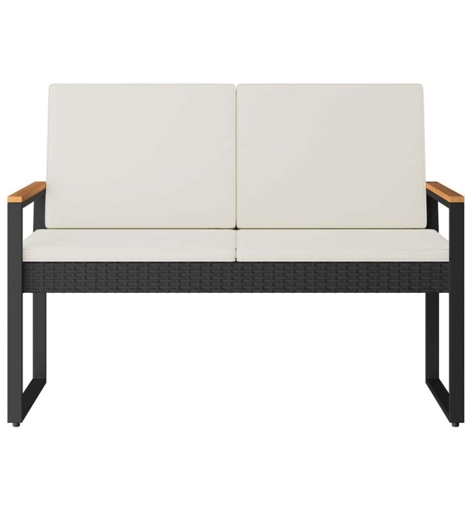 vidaXL Banc extérieur Noir et blanc crème 107 x 61 x 80 cm polyrotin