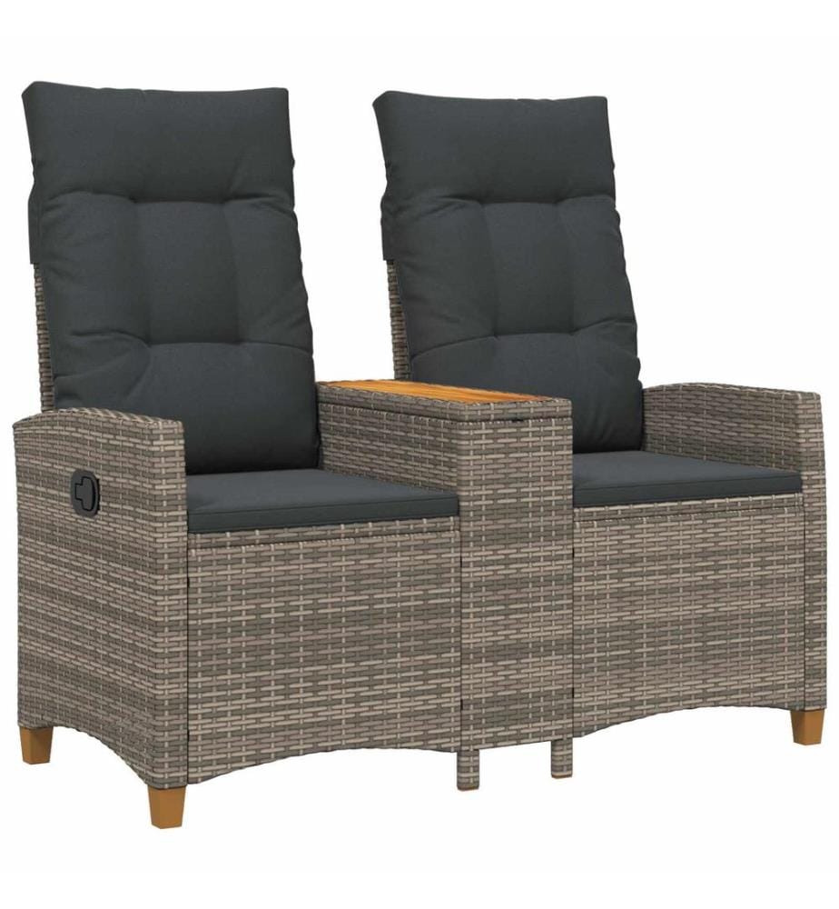 Reclining bench with table Grey and dark grey 126 x 65 x 112 cm