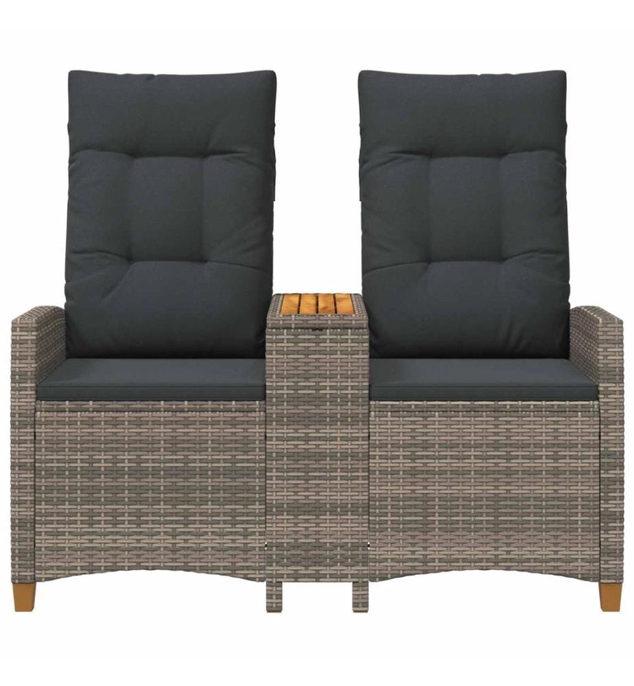 Reclining bench with table Grey and dark grey 126 x 65 x 112 cm